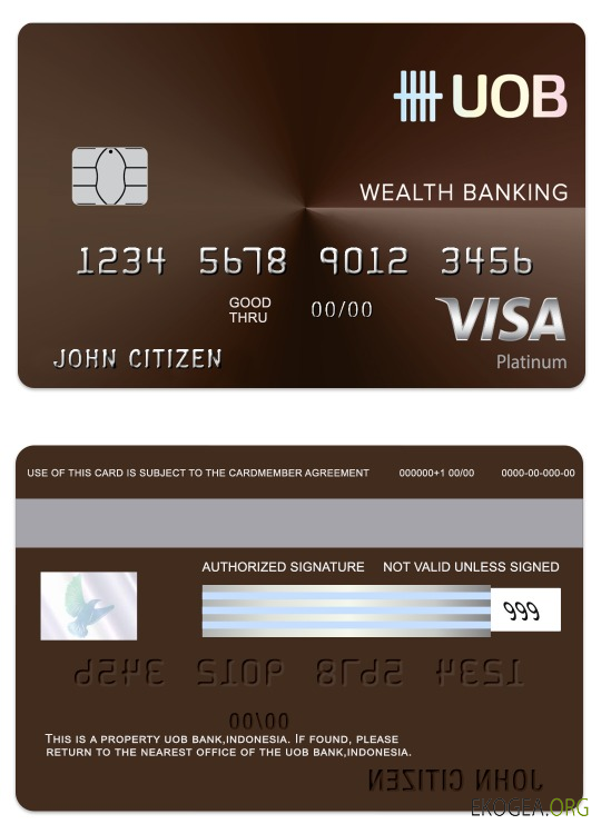 Carte de débit de richesse visa bancaire Indonésie UOB